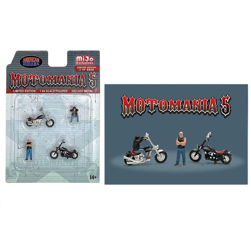 "Motomania 5" 4 piece Diecast Set (2 Figures and 2 Motorcycles) Limited Ed to 4800 pcs for 1/64 Scale Models by American Diorama