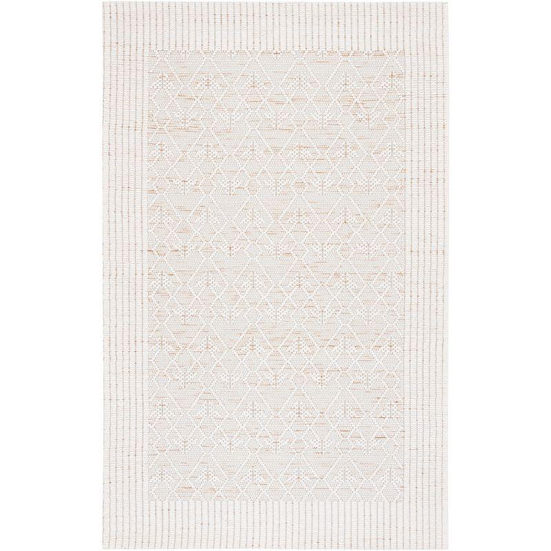 Marbella Ivory and Brown Hand Woven Wool Area Rug