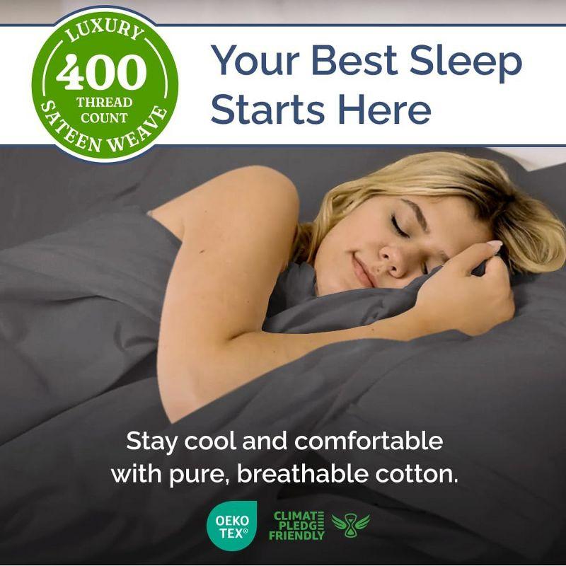 CGK Linens 4 Piece 100% Cotton 400 Thread Count Hotel Quality Bed Sheet Set