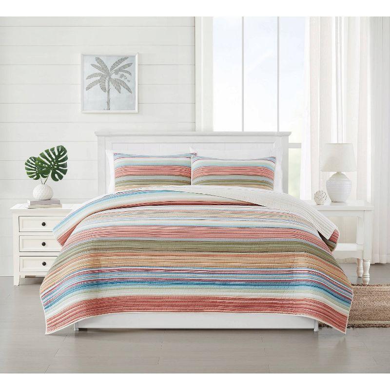 Oceanfront Resort Multicolor Cotton Reversible Quilt Set