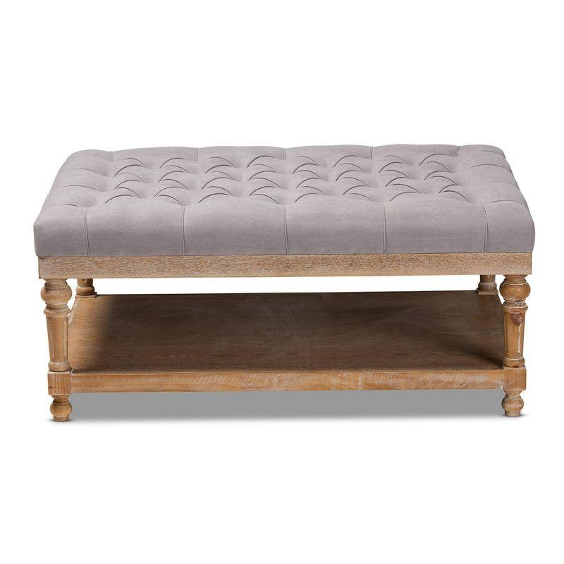 Lindsey Linen Fabric Upholstered Wood Cocktail Ottoman - Baxton Studio