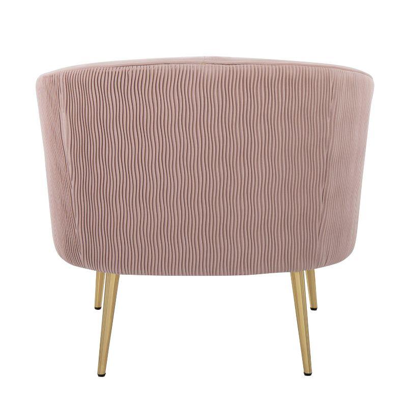 Chic Blush Pink Velvet Barrel Accent Chair with Gold Legs