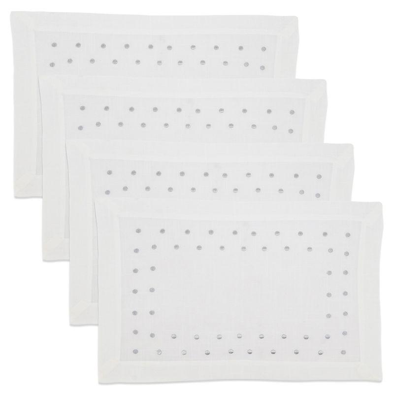 Silver Polka Dot Fabric Placemats Set of 4