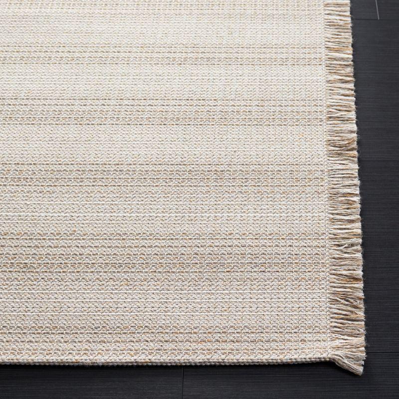 Ivory Taupe Flat Woven Synthetic Area Rug 5' x 7'