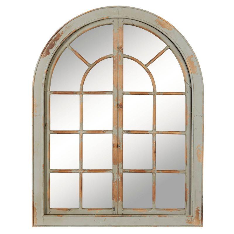 Gray and Brown Weathered Nautical Windowpane Wall Mirror