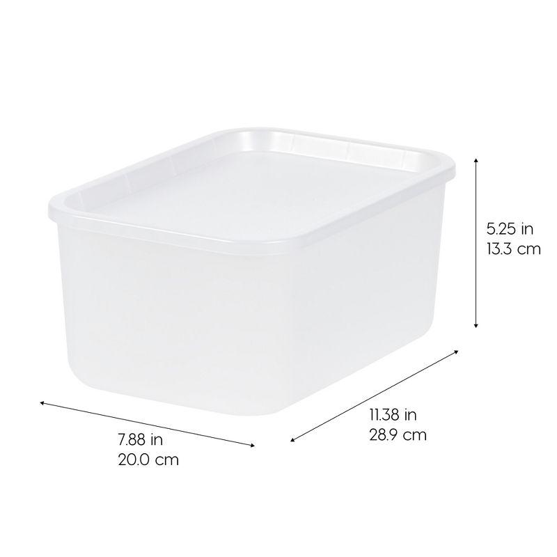 IRIS USA Small Plastic Modular Storage Basket with Lid, 4-Pack, Stackable, Pearl