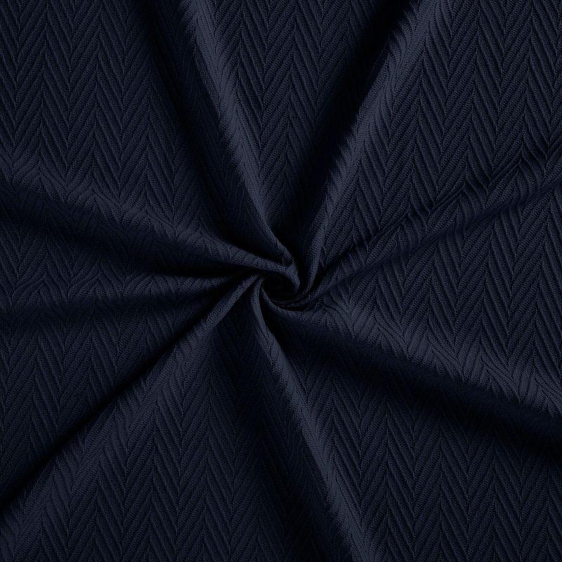 Chevron Zig-Zag Cotton Blanket, Full/Queen, Navy Blue - Blue Nile Mills
