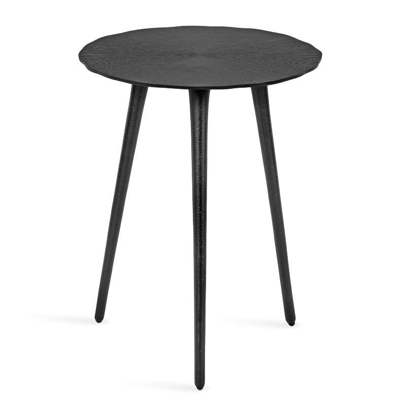 Black Aluminum Round Side Table with Tapered Legs