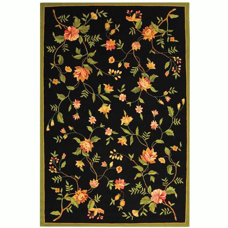 Black Wool Handmade Spot Design Easy Care Area Rug - 6' x 9'