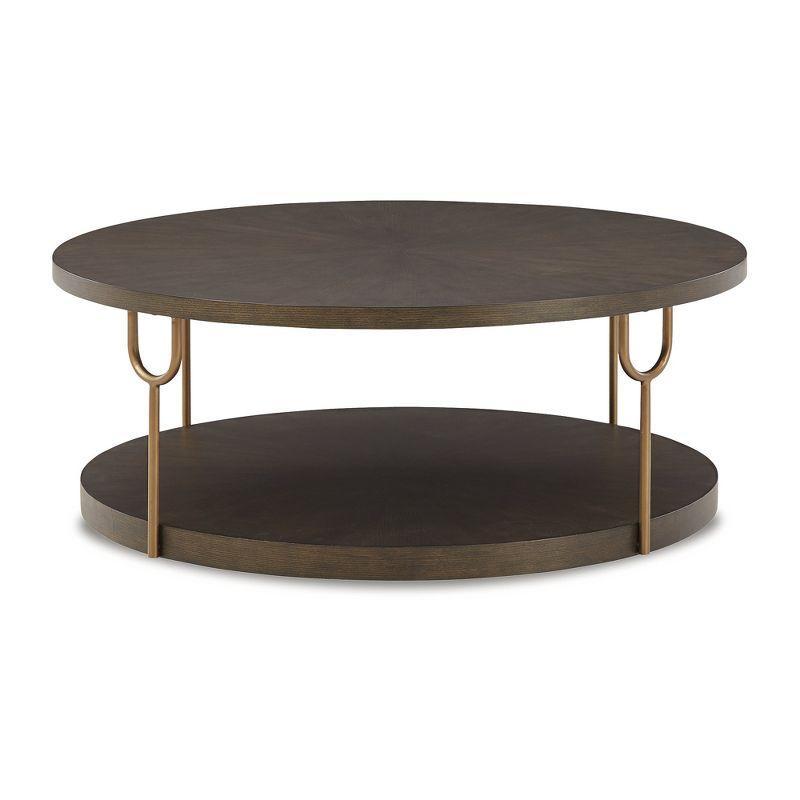 Signature Design by Ashley Contemporary Brazburn Coffee Table, Dark Brown/Gold Finish