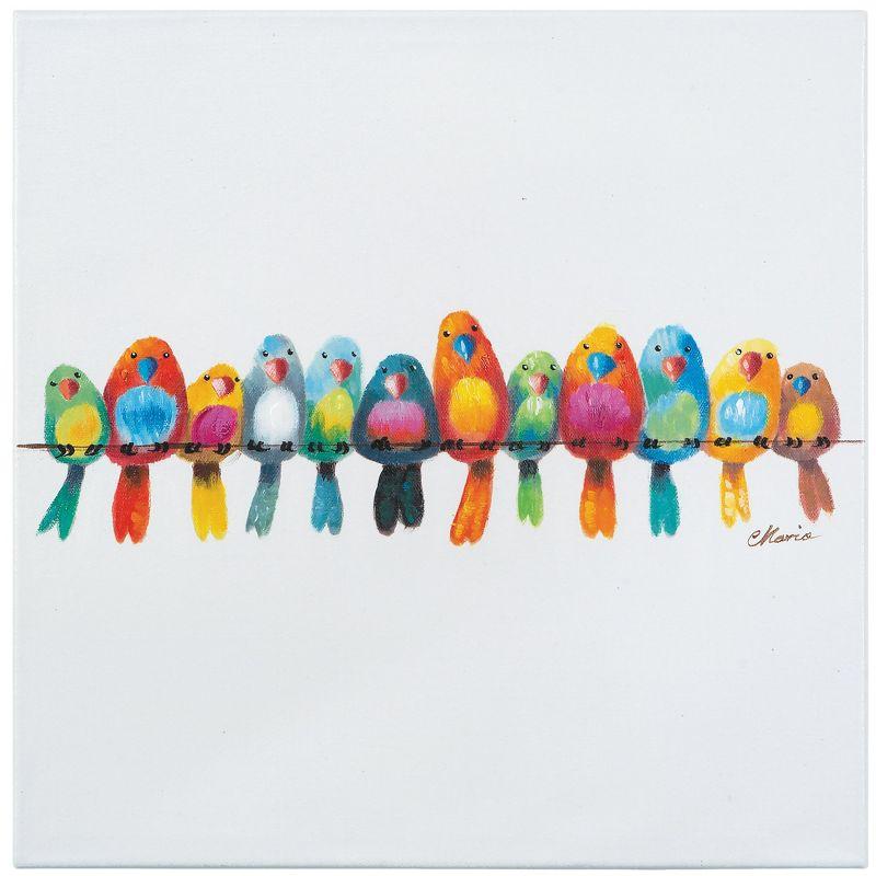 Multicolor Acrylic Birds on Wire Canvas Wall Art