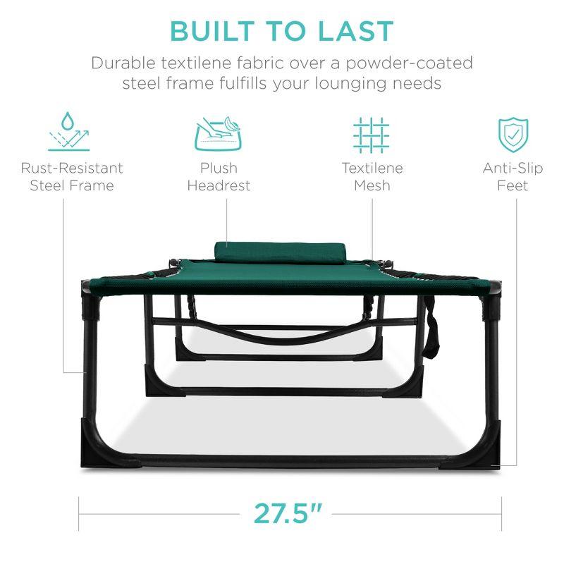 Best Choice Products Patio Chaise Lounge Chair, Outdoor Portable Adjustable Pool Recliner w/ Pillow - Forest Green