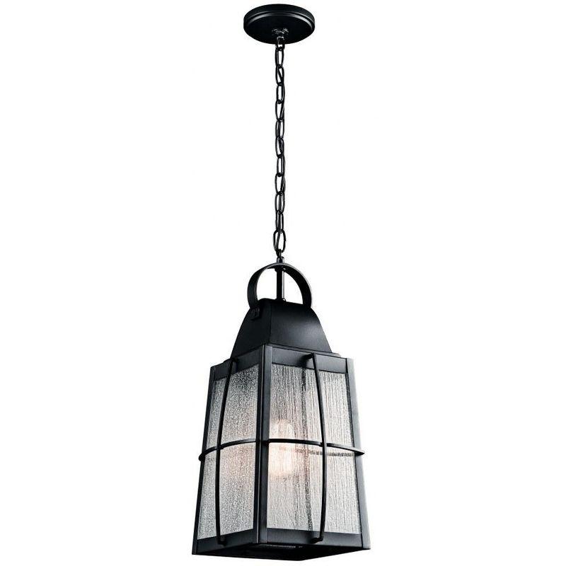 Black Glass Traditional Outdoor Hanging Lantern