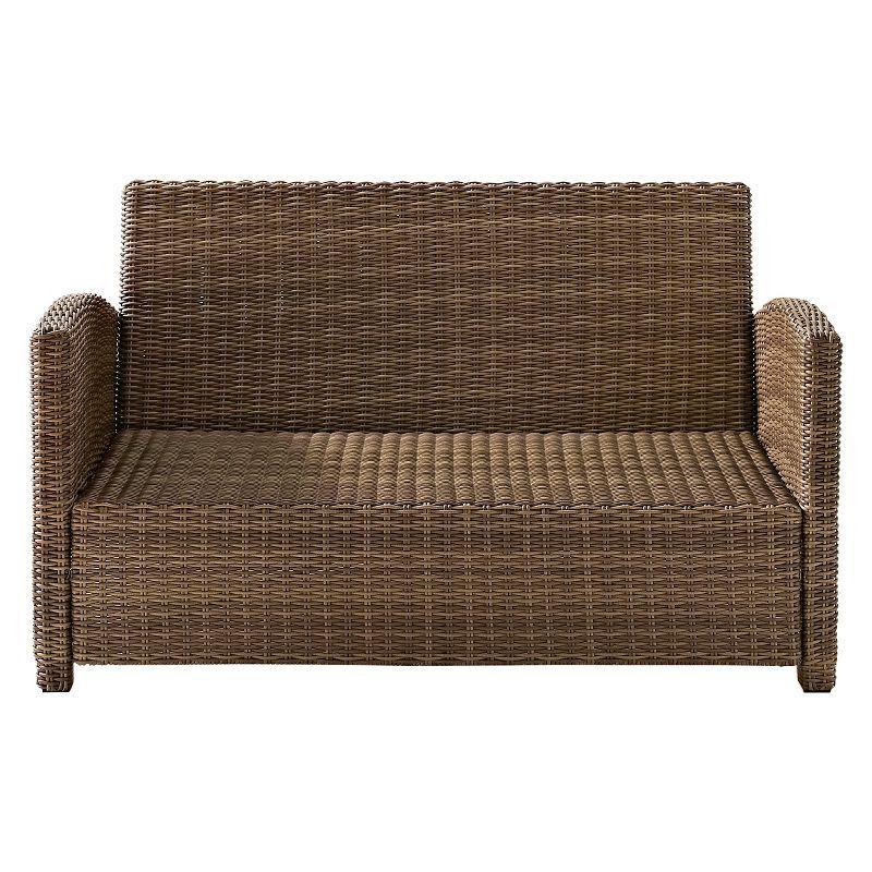 Sand and Brown Wicker Lawson Outdoor Loveseat