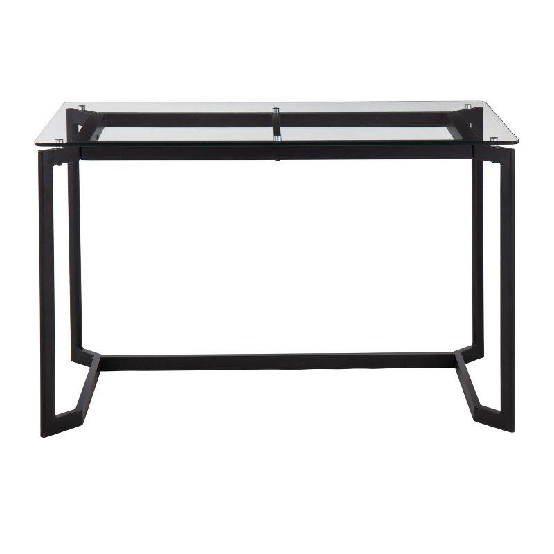 Contemporary 47'' Black Steel and Clear Glass Home Office Desk