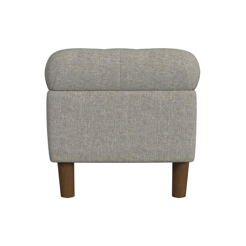 Button Tufted Storage Bench with Cone Wood Legs Gray - HomePop: Hinged Lid, Bedroom Ottoman