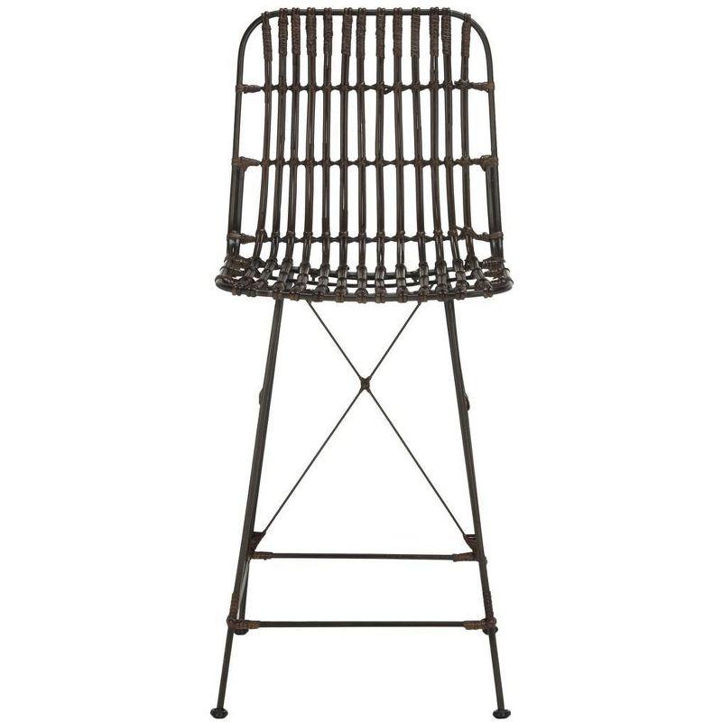 Minerva Wicker Counter Stool (Set of 2) - WIK6509 - Brown/Black - Safavieh