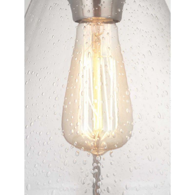 Range Elegance Triangular Clear Seeded Glass Pendant in Brushed Nickel, 19.75"