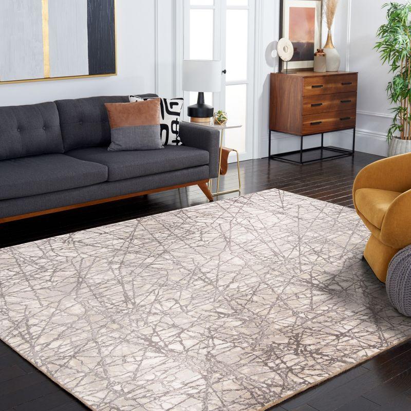 Gray Abstract Low Pile Synthetic Area Rug