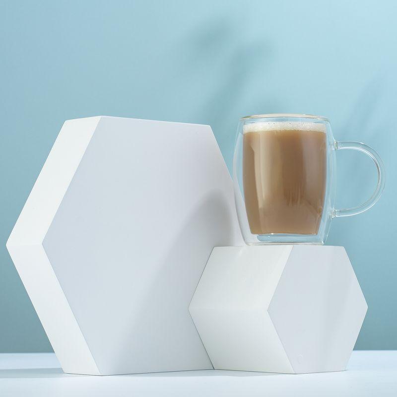 JoyJolt Aroma Double Walled Insulated Glasses - Set of 2 Double Wall Coffee Tea Glass Mugs - 13.5 oz