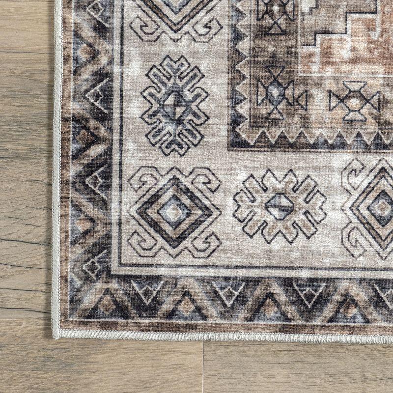 Nuloom Evelina Medallion 6x9 Spill Proof Machine Washable Indoor Area Rug for Living Room Bedroom Dining Room Kitchen, Light Orange/Ivory