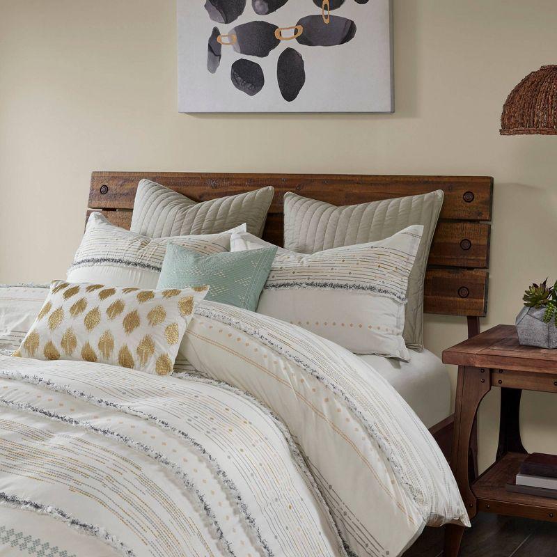 Nea Boho, Mid-Century 3 Piece Stripe Cotton Comforter Set With Tassels