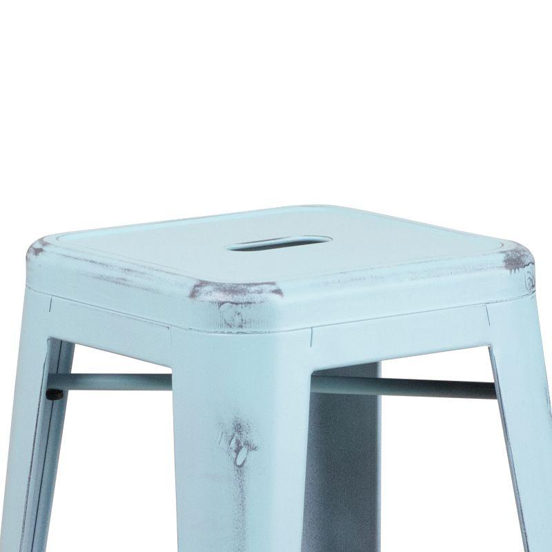 Flash Furniture Commercial Grade 30" High Backless Distressed Metal Indoor-Outdoor Barstool