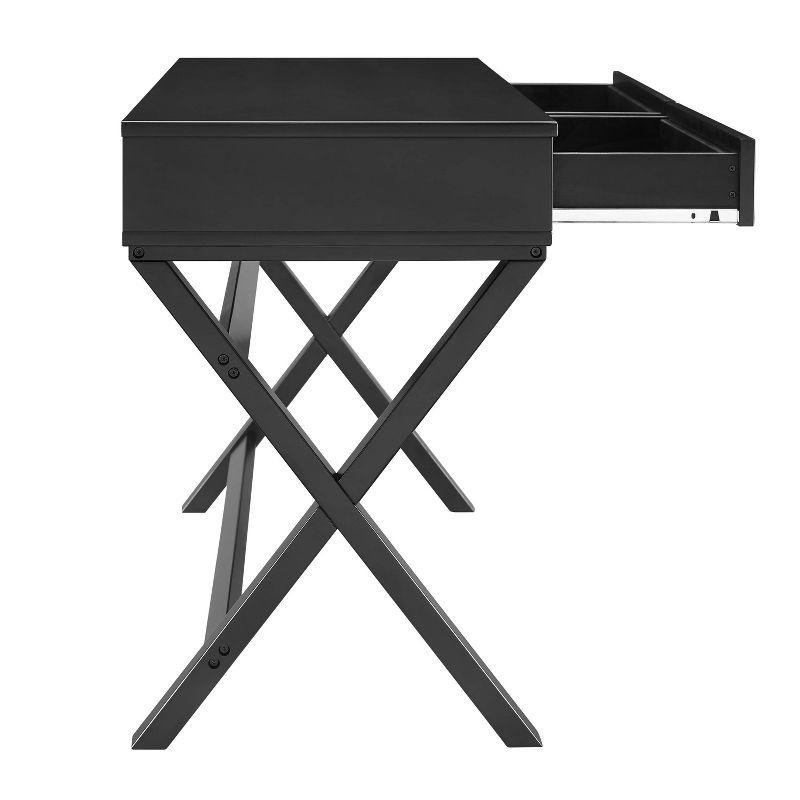 Penney Mid-Century Modern 2 Drawer Desk Black - Linon: Home Office Furniture, Pine Frame, MDF Surface