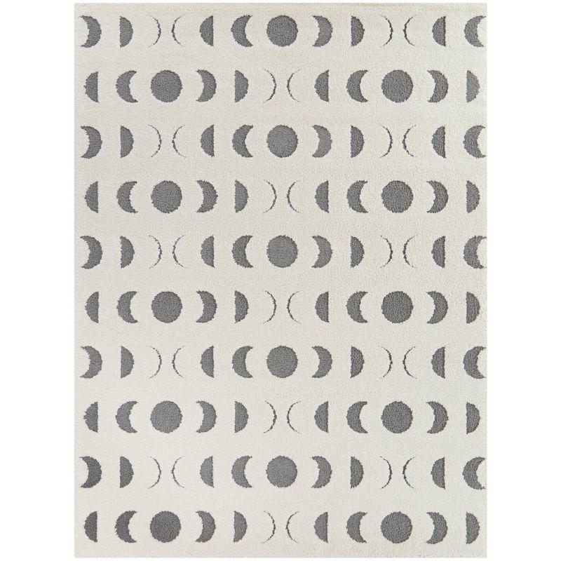 5'3"x7' Geometric Phases Contemporary Kids' Rug Off-White/Gray - Balta Rugs: Kids Bedroom & Playroom Area Rug