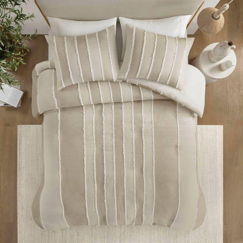 INK+IVY Shay 3 Piece Striped Cotton Duvet Cover Set