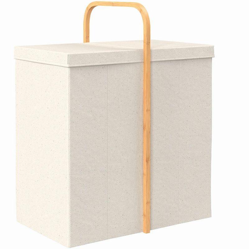 Folding Laundry Hamper Basket with Bamboo Handle