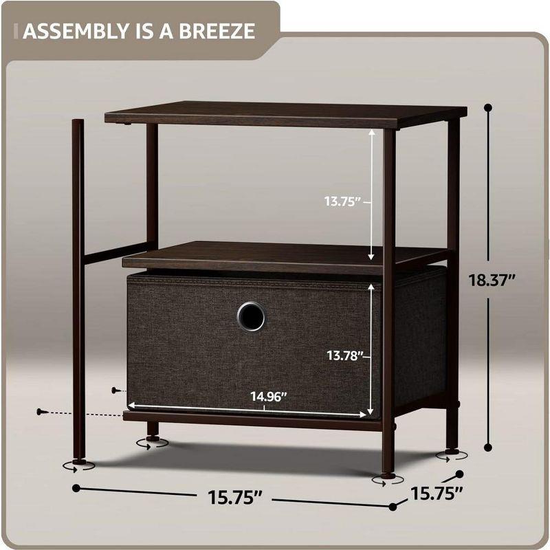 Sorbus 1 Drawers Nightstand with Shelf - Steel Frame, Wood Top & Easy Pull Fabric Bins - Perfect for Home, Bedroom, Office & College Dorm