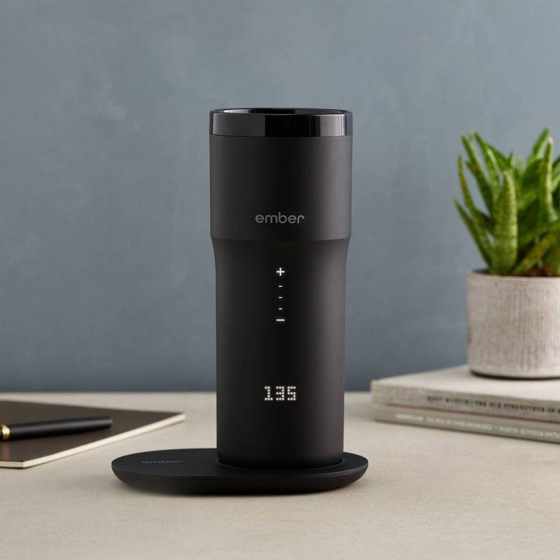 Ember Travel Mug 2+ 12oz Temperature Control Smart Mug Black: Stainless Steel Tumbler with Lid, Hand Wash, Hot & Cold Use