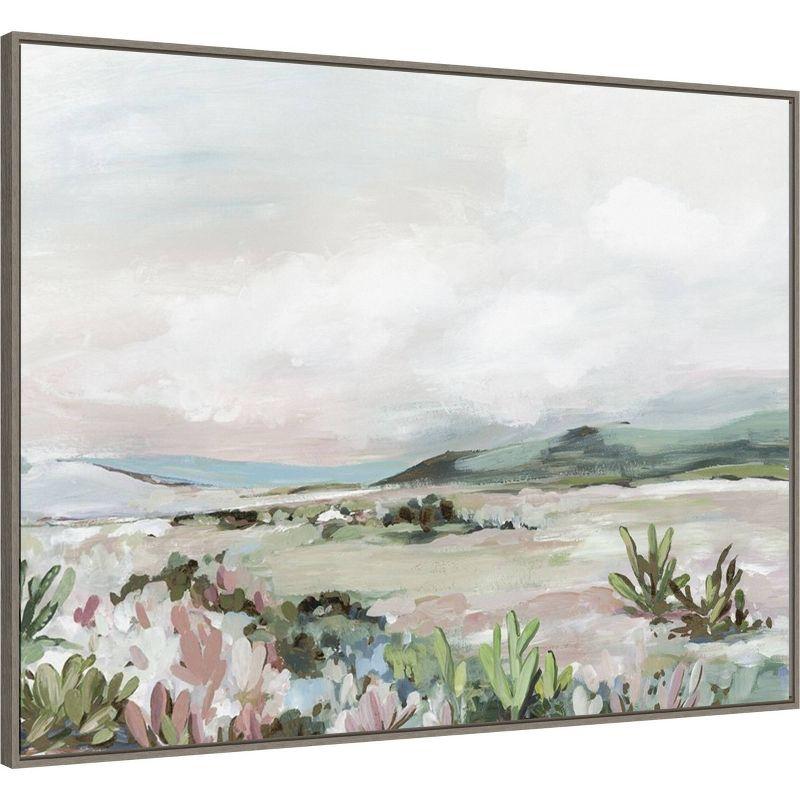 42" x 32" Wild Cactus Garden by Allison Pearce Framed Canvas Wall Art Print - Amanti Art: Modern Botanical Lithograph, Polystyrene Frame