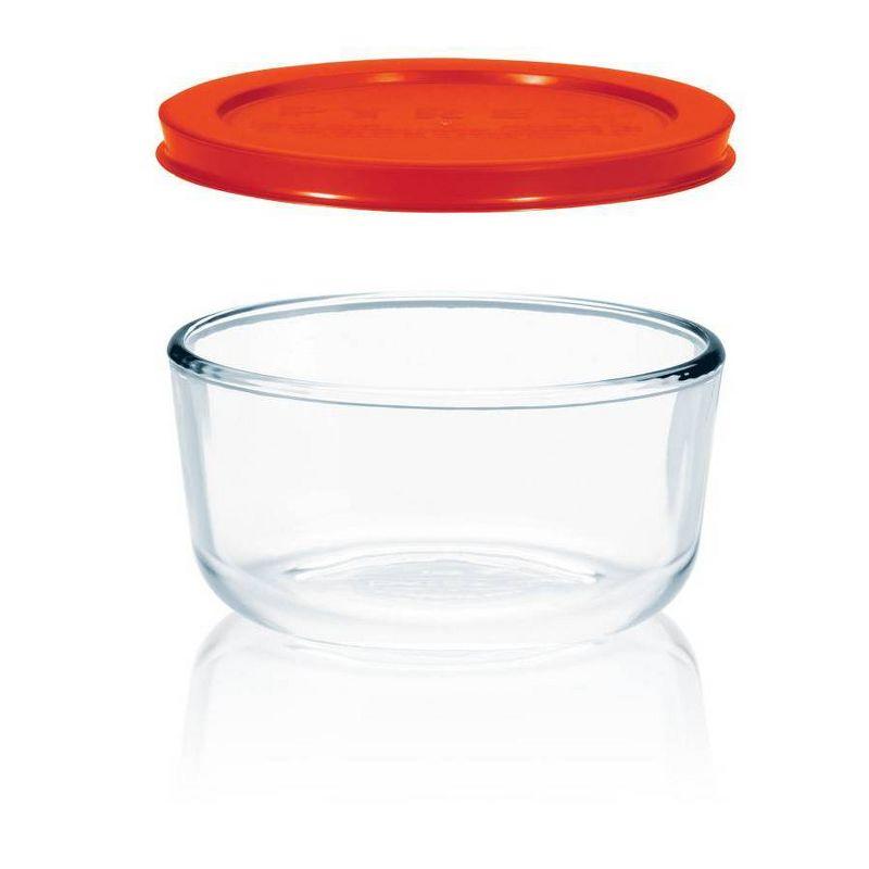 Pyrex 2 Cup 6pc Round Glass Food Storage Value Pack Red: Glass Storage Containers with Lids, Microwave & Dishwasher Safe