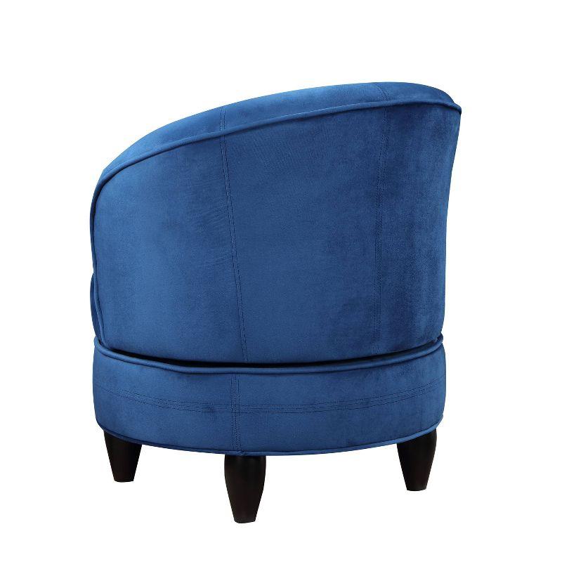 Sophia Blue Velvet Swivel Barrel Accent Chair with Wood Base