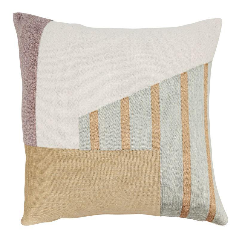 Artistic Geometric Multicolor Cotton Throw Pillow, 18" x 18"