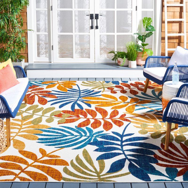 Cabana Creme & Red Floral 8' Square Indoor/Outdoor Easy-Care Rug