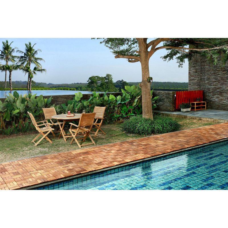 Nordic Teak 12-Slat Interlocking Outdoor Floor Tiles, 10 sq ft