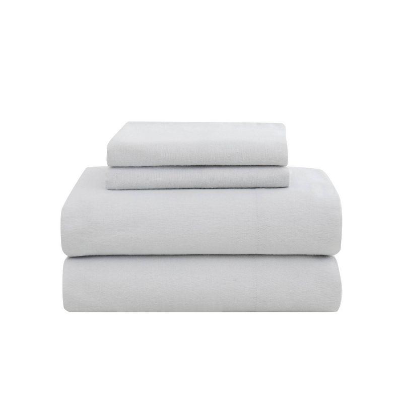 Solid Grey Queen Cotton Flannel Sheet Set