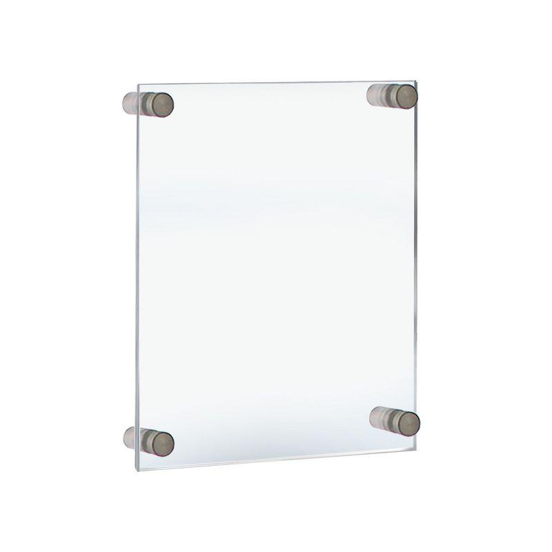 Azar Displays Floating Acrylic Wall Frame with Silver Stand Off Caps: 11" x 17" Graphic Size, Overall Frame Size: 15" x 21"