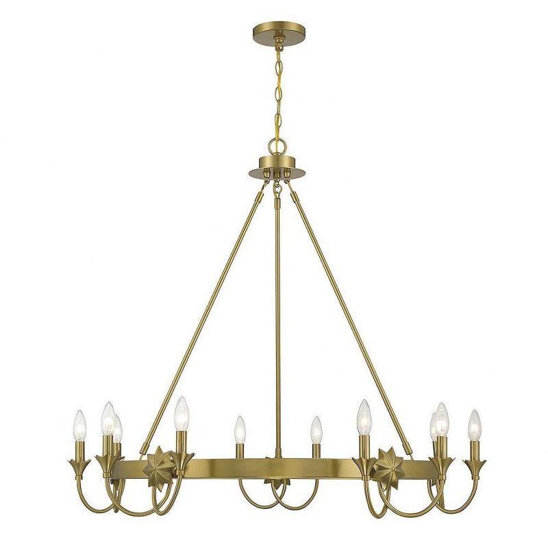 Sullivan Warm Brass 10-Light Crystal Candle Chandelier