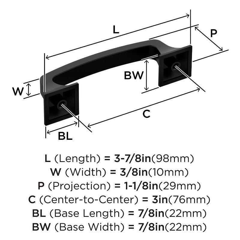 Amerock Ville 3 inch (76mm) Center-to-Center Matte Black Cabinet Pull