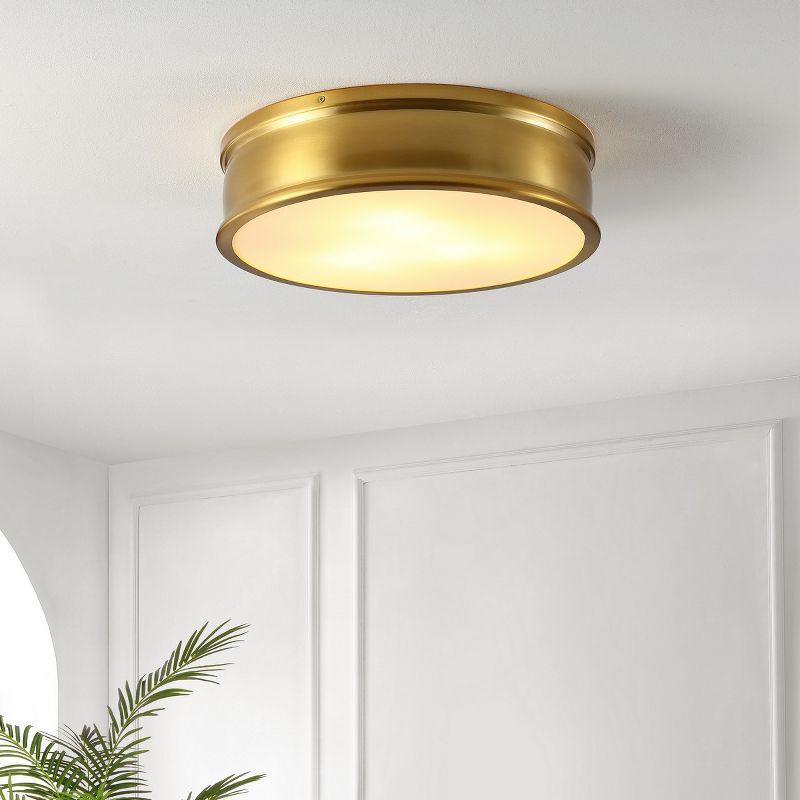 Adria 3 Light 16.5" Flush Mount - Brass Gold - Safavieh.