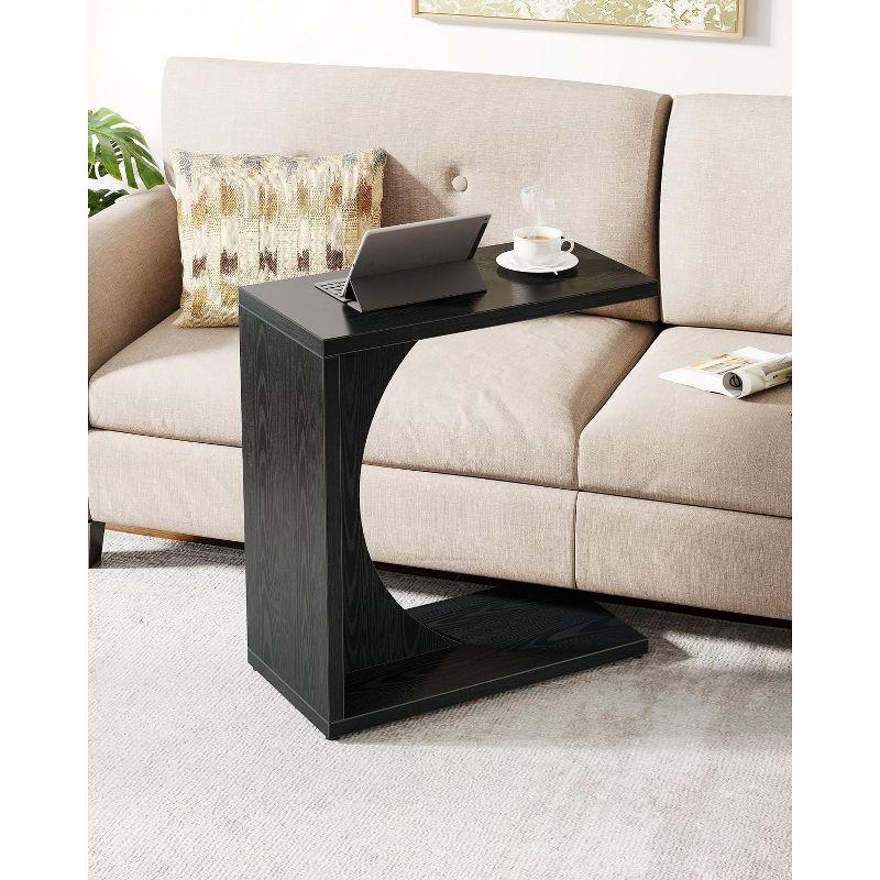 Tribesigns C-Shaped End Table, Couch Table for Small Space, Black