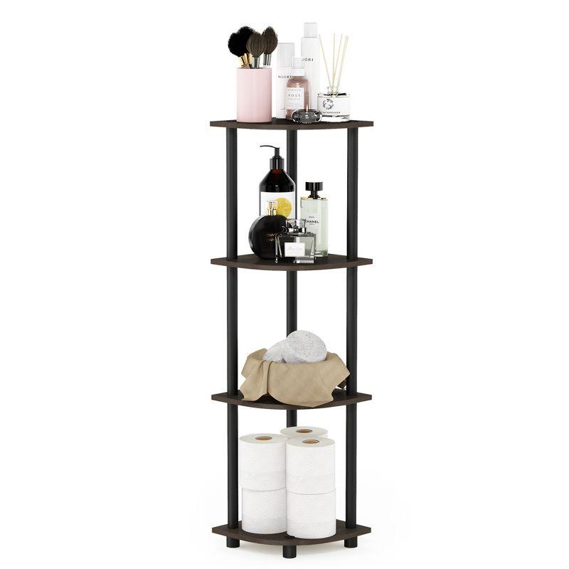 Furinno 4-Tier Bathroom Storage Shelf Corner Display Multipurpose Rack,Dark Brown