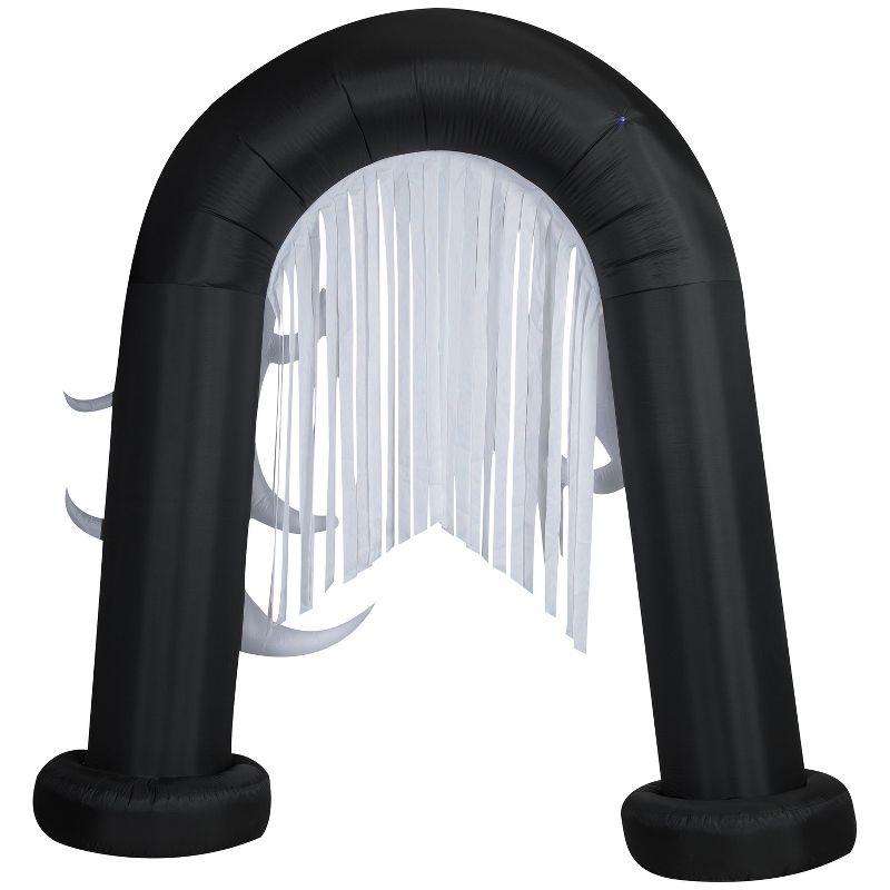 Gemmy Halloween Inflatable Ghost Archway with Flickering Black Lights and Metallic Streamers, 9 ft Tall