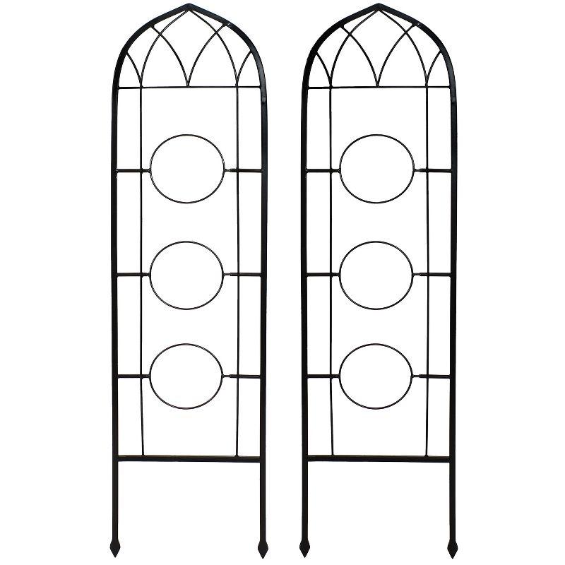 Winston Porter Avonlee Black Steel Arched Garden Trellis for Climbing Plants (Set of 2)
