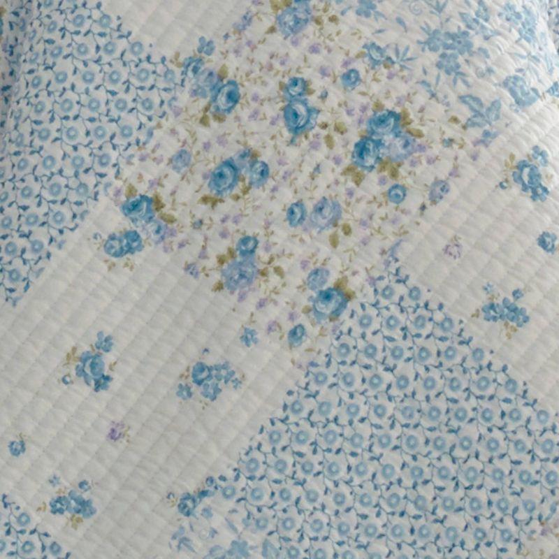 Laura Ashley Kenna Cotton Reversible Blue Quilt Set