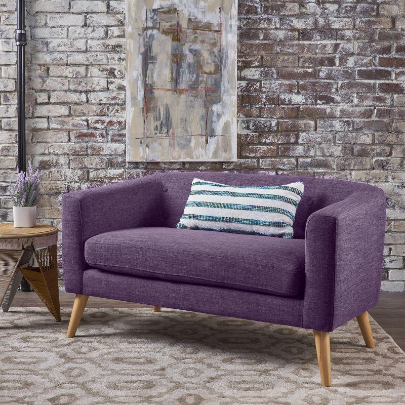 Bridie Mid-Century Loveseat Muted Purple - Christopher Knight Home: Stylish 2-Seater, Polyester Upholstery, Hardwood Frame